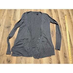 Moda International Cardigan Women Medium Gray Adult Button Up Cotton Excellent